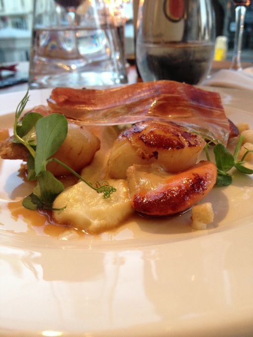 Scallops, cauliflower puree and jamón iberico at Forty One, Hove